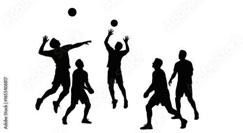 dynamic volleyball players in action silhouette image for sports websites team posters and active lifestyle branding