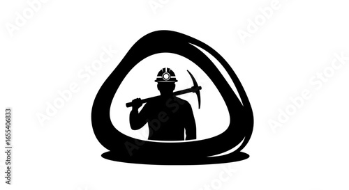 miner silhouette powerful icon for mining industry resource extraction and underground work perfect for logos websites and presentations