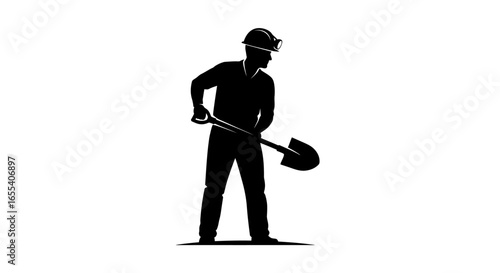 hardworking miner silhouette powerful symbol for mining construction and labor websites logos and more