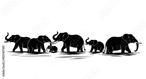 majestic elephant family silhouette perfect for wildlife conservation african safari and naturethemed designs
