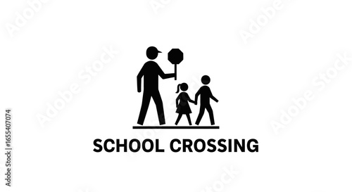 school crossing safety guardian protecting children crossing the street simple icon for educational materials signage and web design