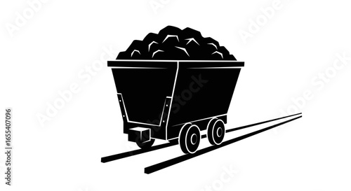 coal mining cart icon transporting resources industry energy freight and extraction solution