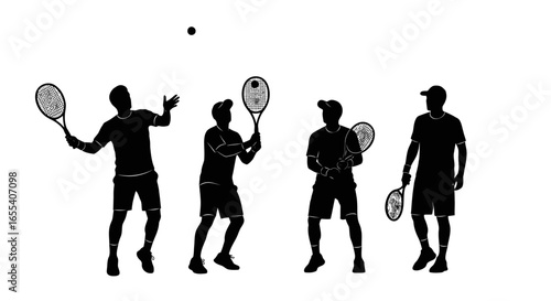 dynamic tennis player silhouettes perfect for sports websites game design and fitness branding