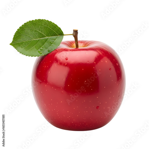 red apple with leaf