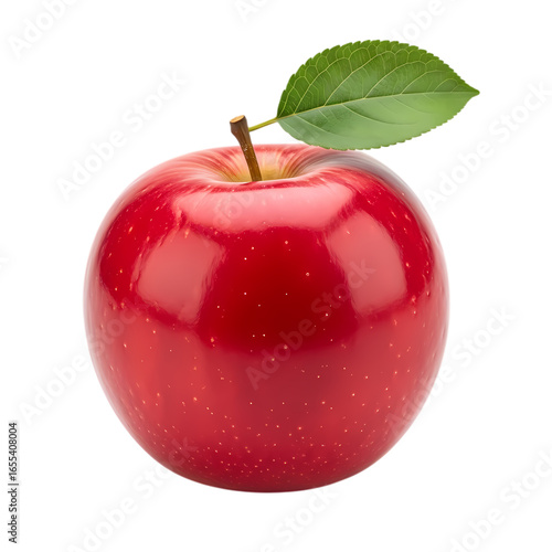 red apple with leaf
