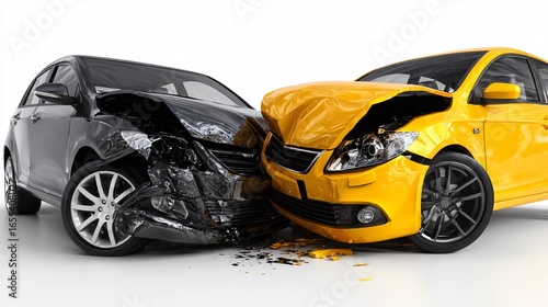 Two Cars in Violent Accident Face Each Other Head-On