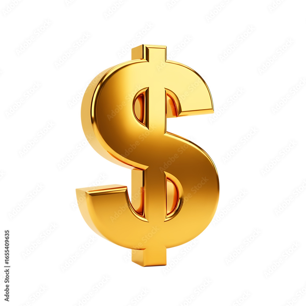 Fototapeta premium Shiny Golden US Dollar Sign: 3D Render of Currency Symbol