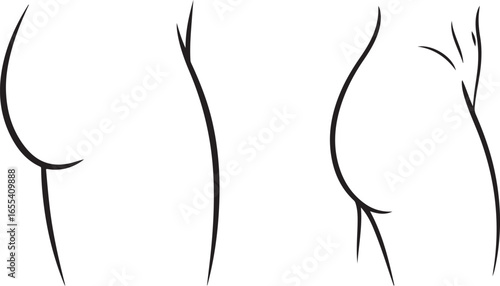Body lines illustration, abstract female body line art, minimalist, black on white