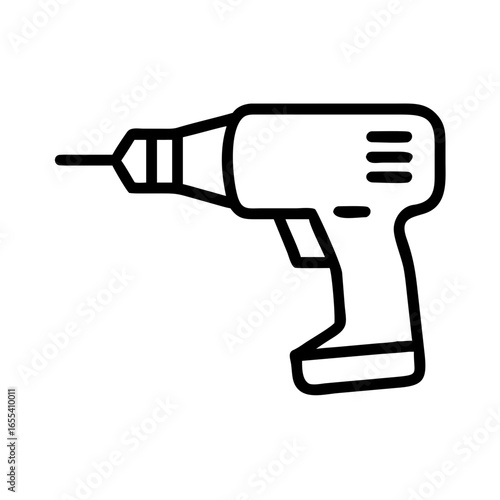 A simple illustration of a power drill, suitable for various design and construction-related projects. This image represents the essential tool