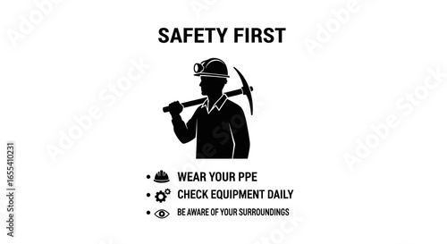 safety first mining industry workplace safety poster prevent accidents protect workers ensure compliance