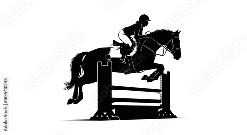 equestrian silhouette dynamic show jumping action for websites logos and equestrian print designs