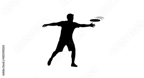 dynamic silhouette of a man throwing a frisbee perfect for sports recreation and active lifestyle designs