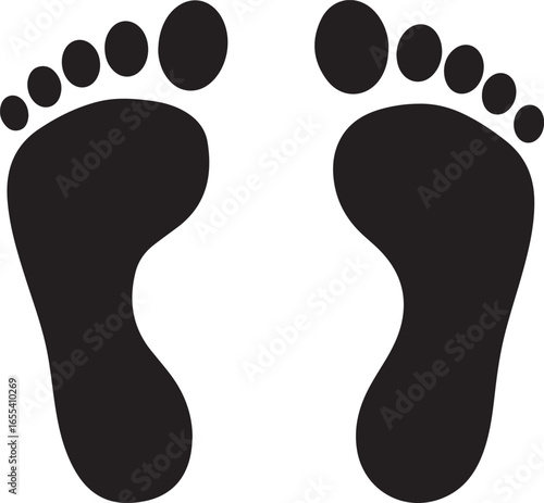 Footprints silhouette illustration in black and white