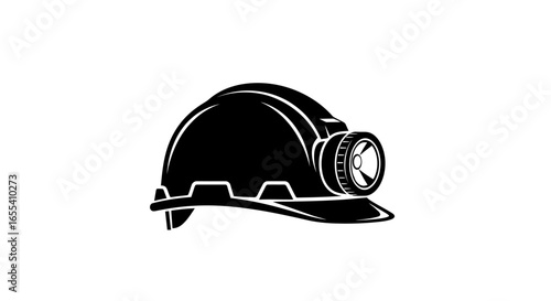 hard hat with headlamp safety icon for construction mining and industrial websites logos and branding