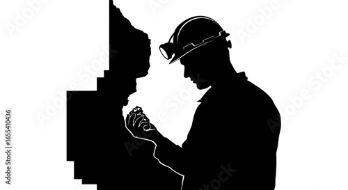 miner inspecting precious gemstone illustrating the discovery and value of natural resources in mining