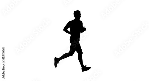 silhouette of a man running dynamic action shot for fitness health and sport designs