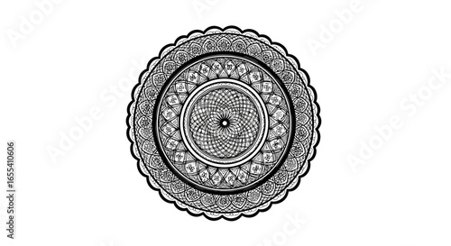 intricate black and white mandala design perfect for yoga meditation spirituality and adult coloring books