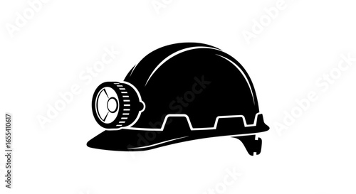 hard hat with headlamp safety icon for mining construction and industrial websites logos and branding