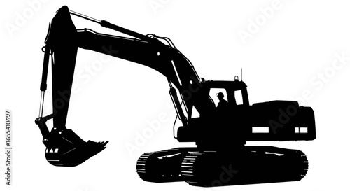 powerful excavator silhouette ideal for construction engineering and heavy machinery industry projects