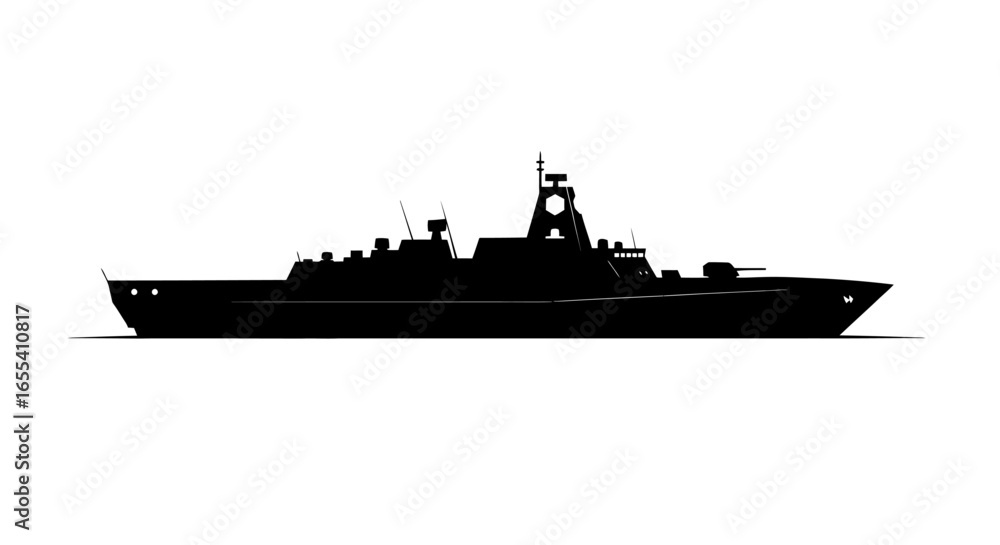 Fototapeta premium powerful warship silhouette perfect for military naval and maritime designs presentations and illustrations