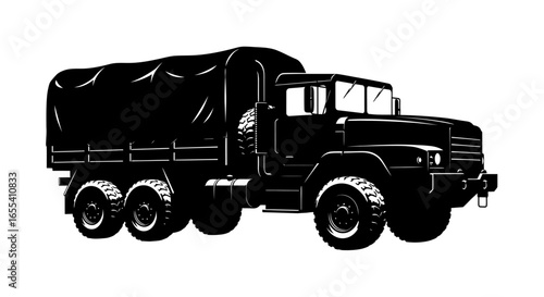 military cargo truck silhouette powerful vector graphic for logistics military and transportation designs