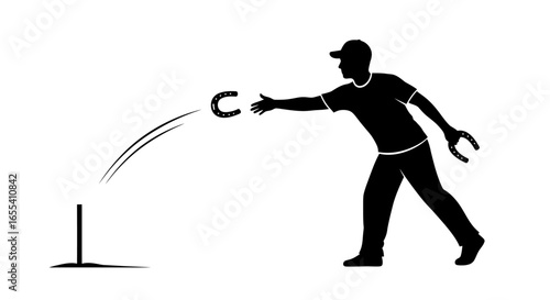 horseshoes game silhouette of a man throwing a horseshoe perfect for game design sports illustrations or western themed projects