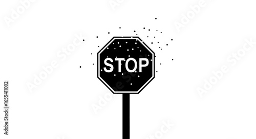 stop sign disintegrating illustrating halt pause breaking point or end of a process perfect for concepts of cessation decisionmaking or project completion