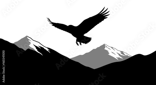 majestic eagle soaring over snowy mountain peaks a powerful symbol of freedom adventure and achievement for branding and design projects