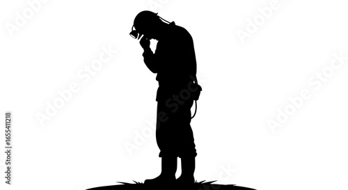 weary miner silhouette conveying exhaustion hardship and the toll of labor in resource extraction industries