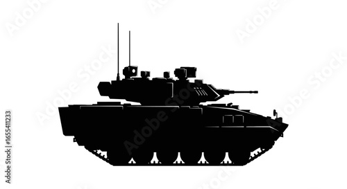powerful black silhouette of a modern military tank perfect for war military strategy and defense industry designs
