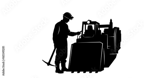 miner inspecting heavy machinery ensuring safety and efficiency in underground mining operations