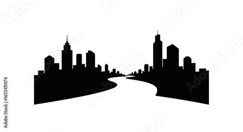 urban skyline silhouette river cityscape design perfect for city branding real estate and travel projects
