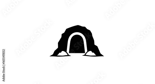 mysterious cave entrance a simple bold icon for adventure exploration mystery and hidden worlds in game design website design and branding