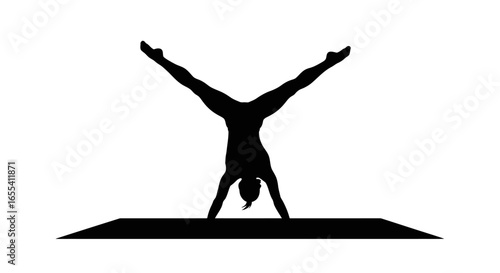 empowering woman in handstand silhouette yoga fitness and strength imagery for wellness websites social media and fitness branding