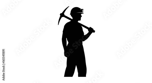 silhouette of a miner carrying a pickaxe powerful symbol for hard work resource extraction and industrial strength