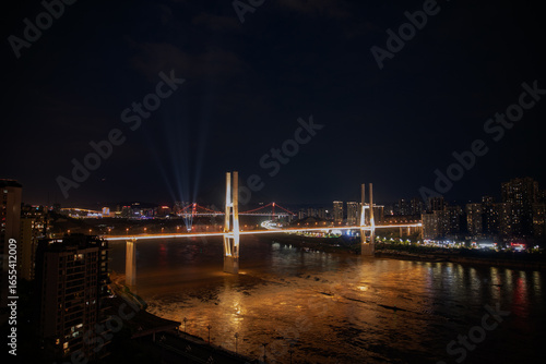bridge skyline and city