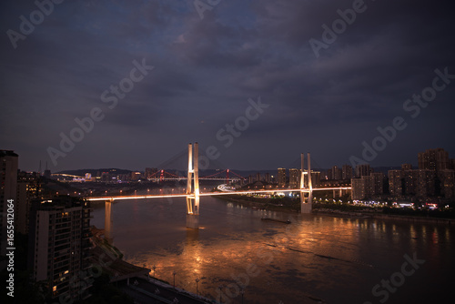 bridge skyline and city