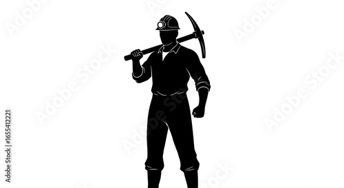 strong silhouette of a coal miner perfect for mining industry labor and hard work concepts websites and presentations