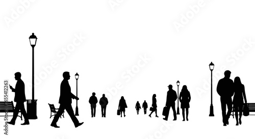 urban stroll silhouette illustration of people walking perfect for city life business and travel designs