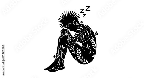 peaceful slumber a natureinspired silhouette of restful sleep perfect for wellness meditation and dreamthemed designs