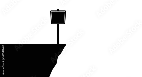 blank signpost at cliff edge illustrating risk decisionmaking and the uncertainty of the future path ahead