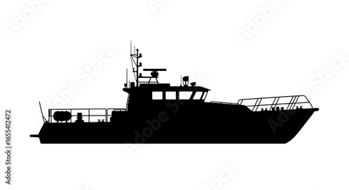 powerful silhouette of a patrol boat perfect for maritime security naval and coast guard designs illustrations or infographics