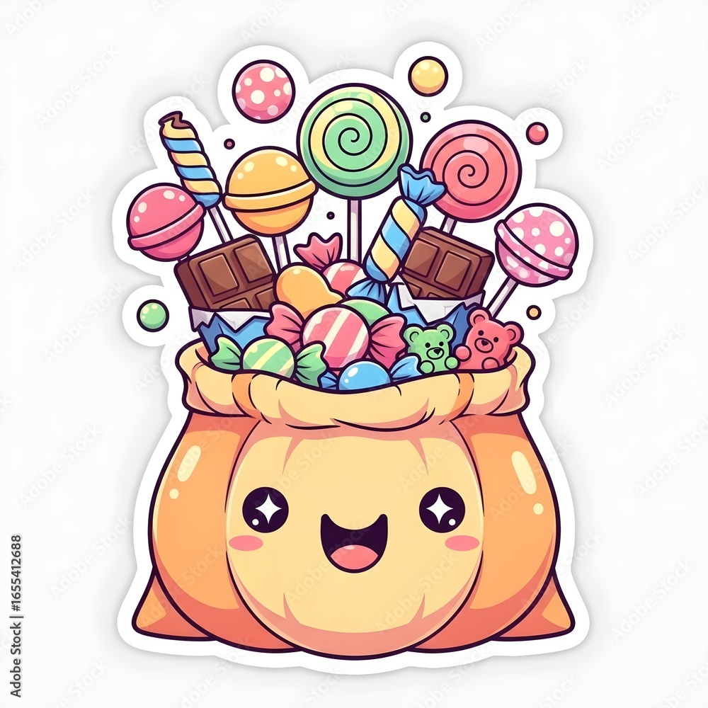 Fototapeta premium Whimsical Cartoon Pumpkin Candy Bag