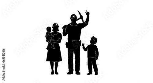 mining family legacy a strong father proud mother and two children embracing the familys hardworking heritage