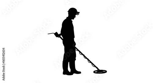 silhouette of a metal detectorist discovering hidden treasures perfect for treasure hunting archaeology and exploration projects