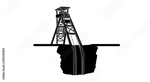 mine shaft headframe illustrative vector for mining industry reports presentations and educational materials