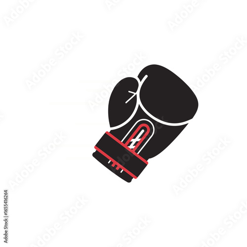 Dynamic flat vector boxing glove punch illustration representing strength speed power and sports competition icon