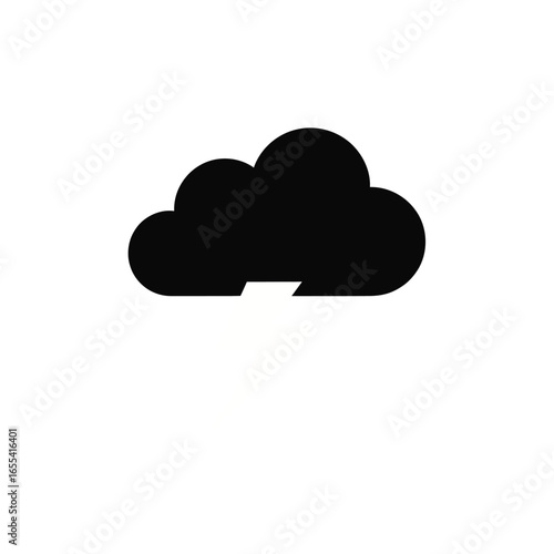 Cloud with single lightning bolt flat vector icon symbolizing thunderstorm electricity weather energy and natural climate