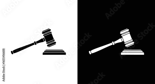 Gavel flat vector icon symbolizing law justice court order decision fairness legal ruling judgment and equality illustration