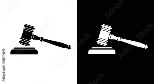 Court gavel flat vector icon symbolizing judgment law justice equality legal decision court order and fair ruling illustration